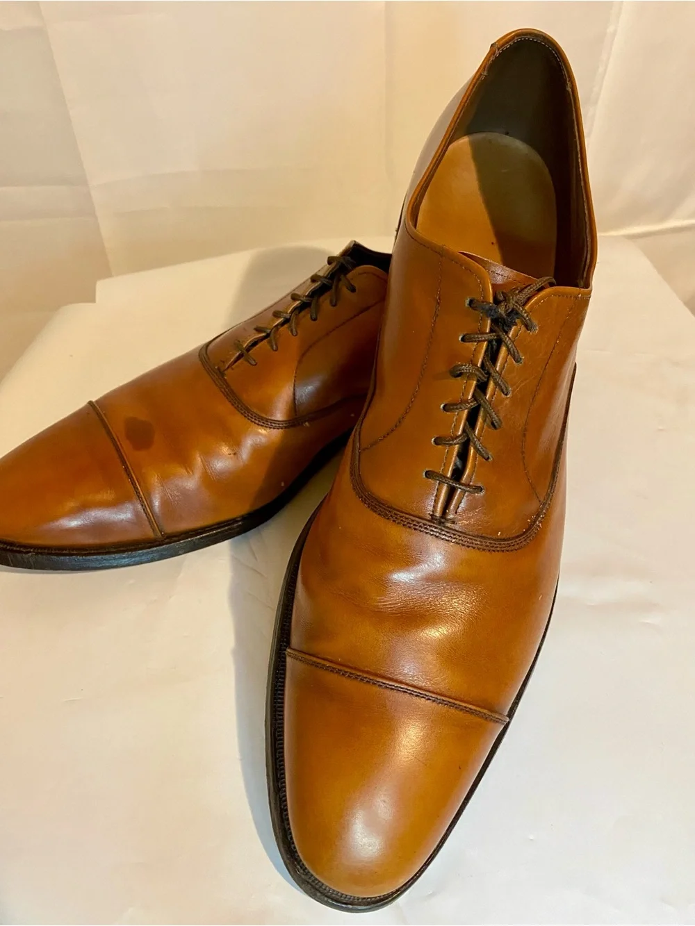 Men’s Park Avenue Allen Edmonds Cognac Brown Cap-Toe Oxfords